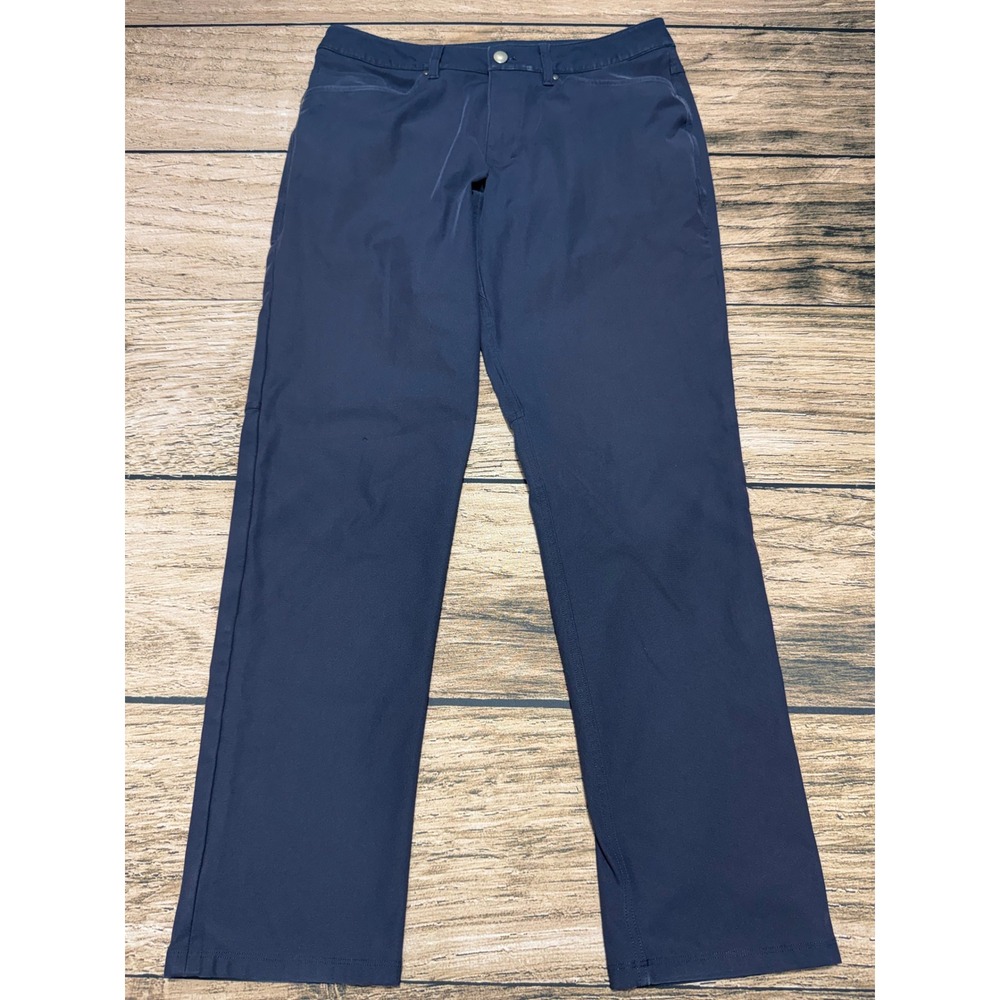Lululemon ABC Pant Men 32 Navy Blue Warpstreme Slim Straight Casual Trousers